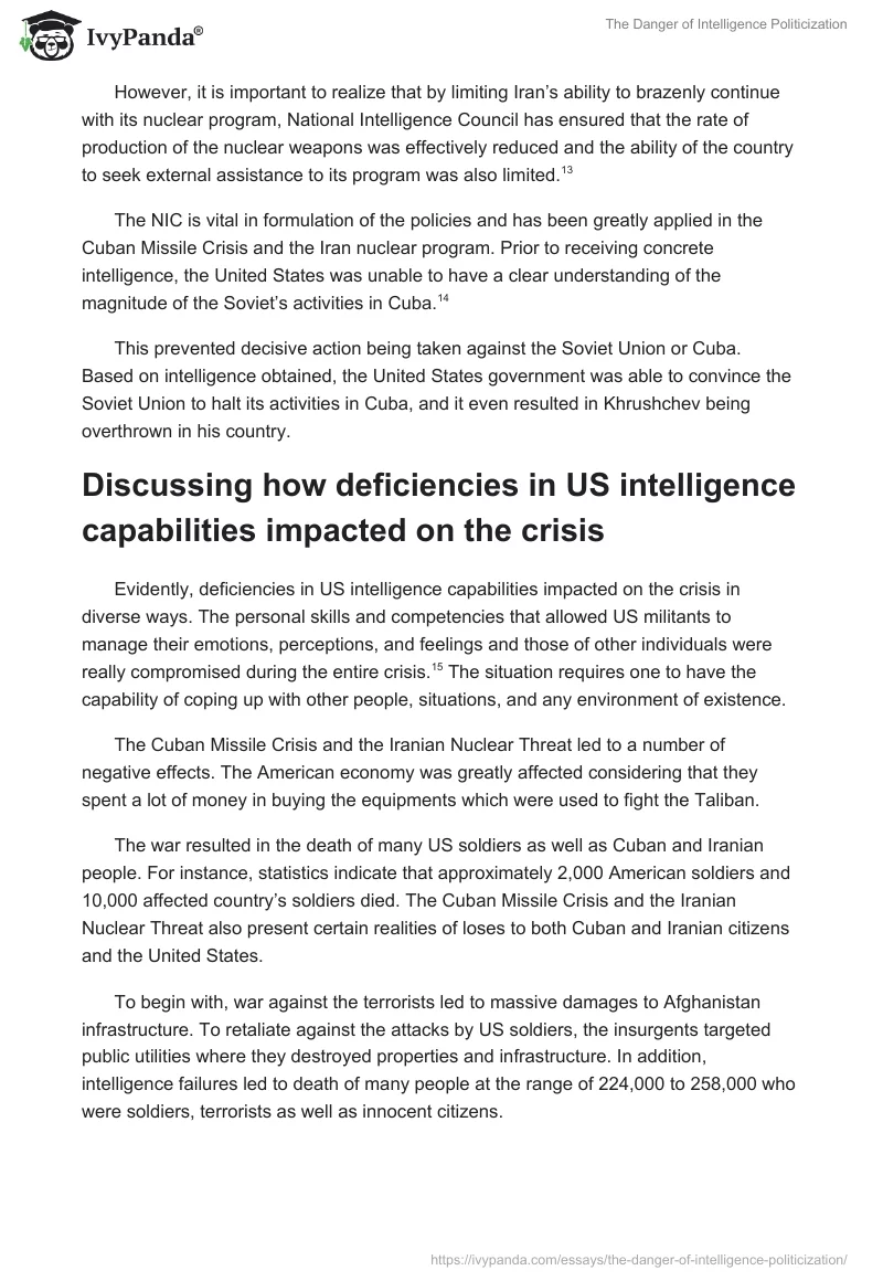 The Danger of Intelligence Politicization. Page 4