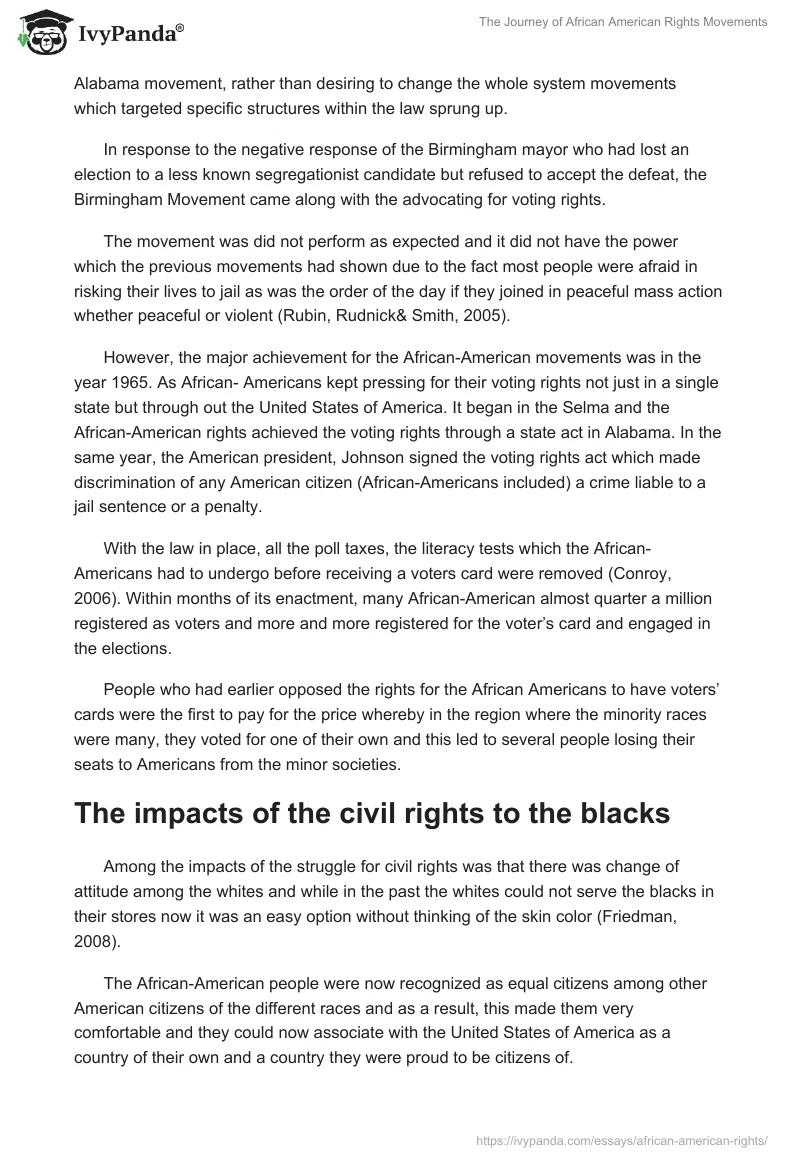The Journey of African American Rights Movements. Page 5