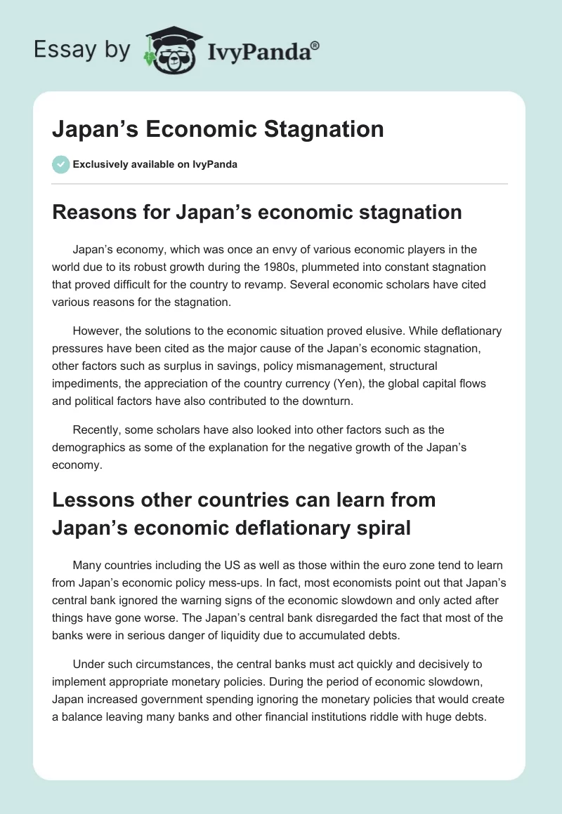 Japan’s Economic Stagnation. Page 1