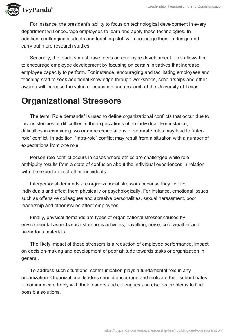 Leadership, Teambuilding and Communication. Page 3