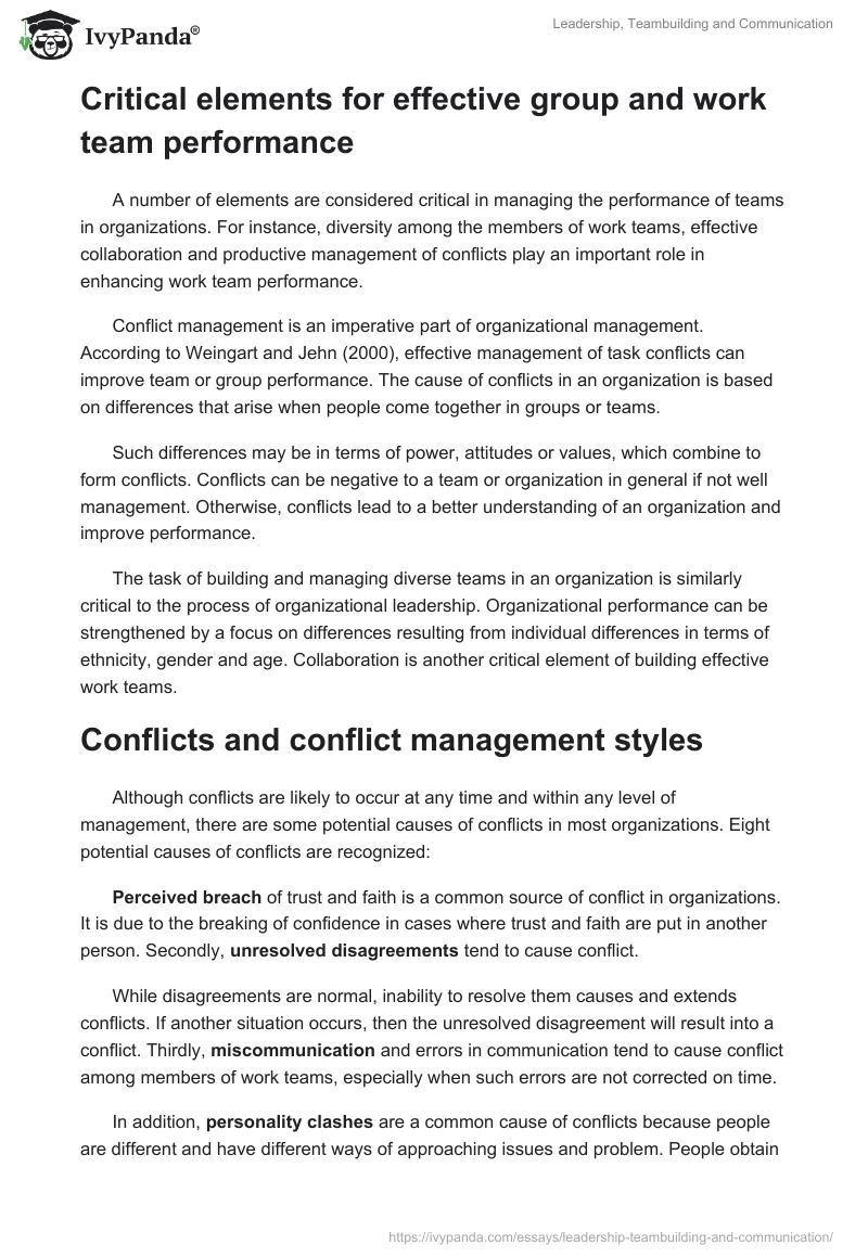 Leadership, Teambuilding and Communication. Page 4