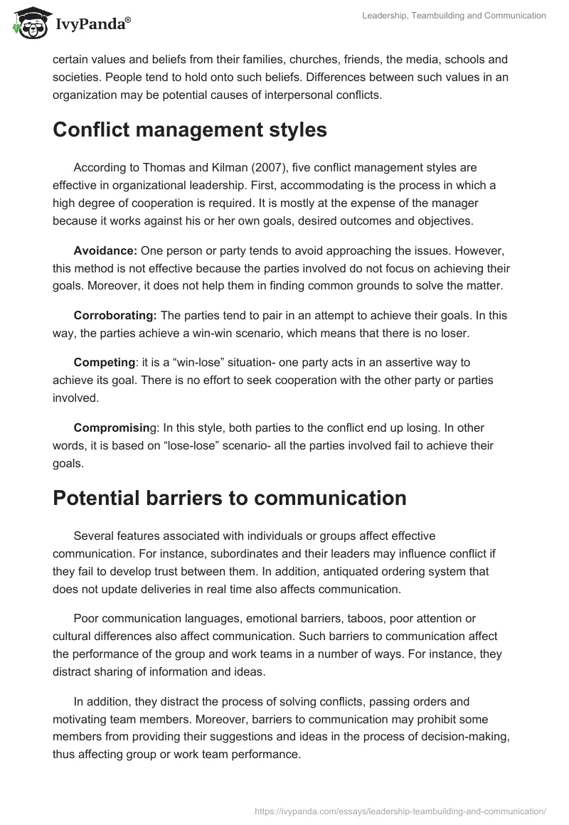 Leadership, Teambuilding and Communication. Page 5