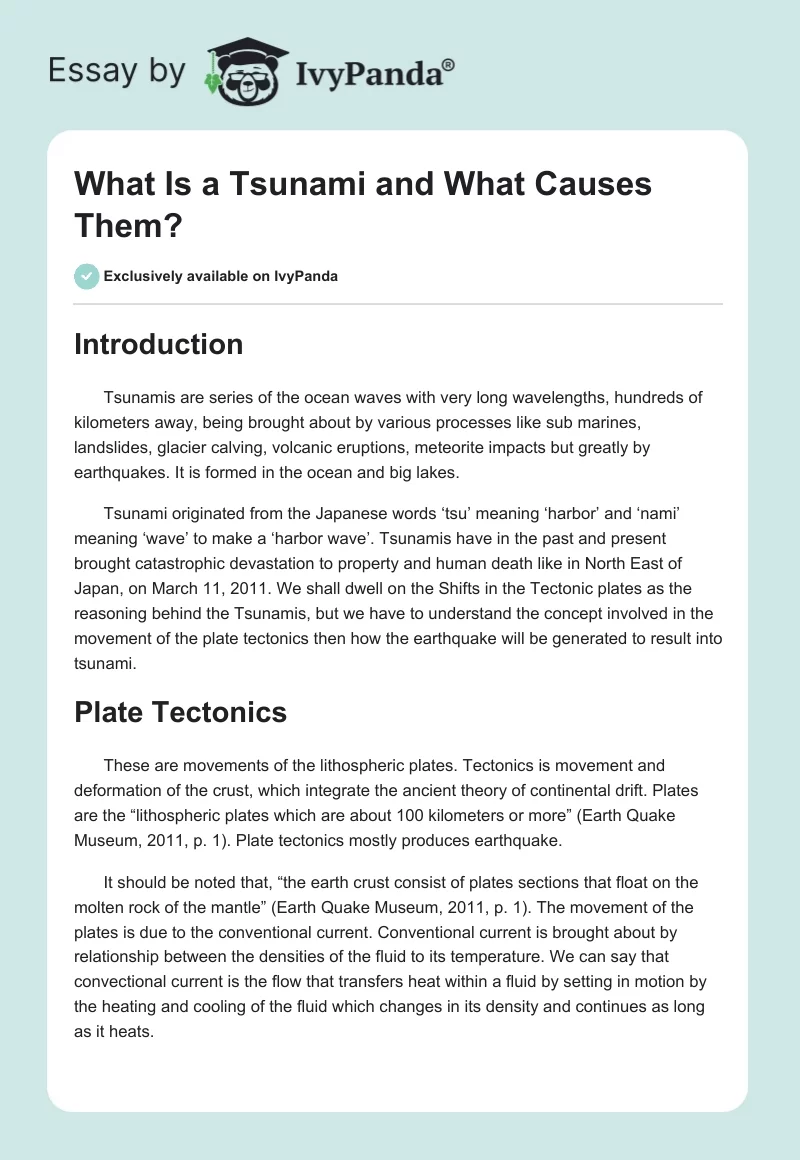 What Is a Tsunami and What Causes Them?. Page 1