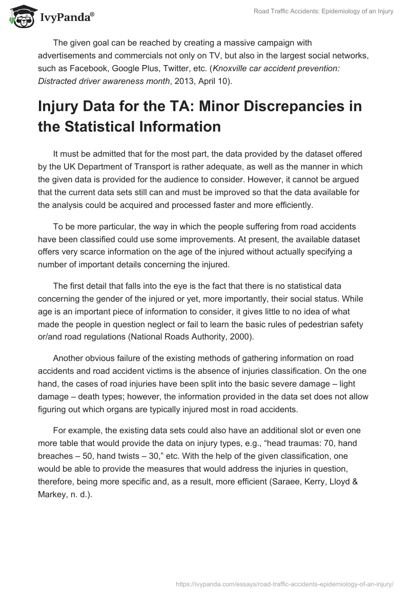 Road Traffic Accidents: Epidemiology of an Injury. Page 4