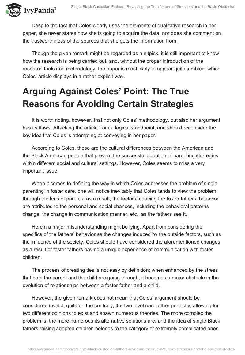 Single Black Custodian Fathers: Revealing the True Nature of Stressors and the Basic Obstacles. Page 4