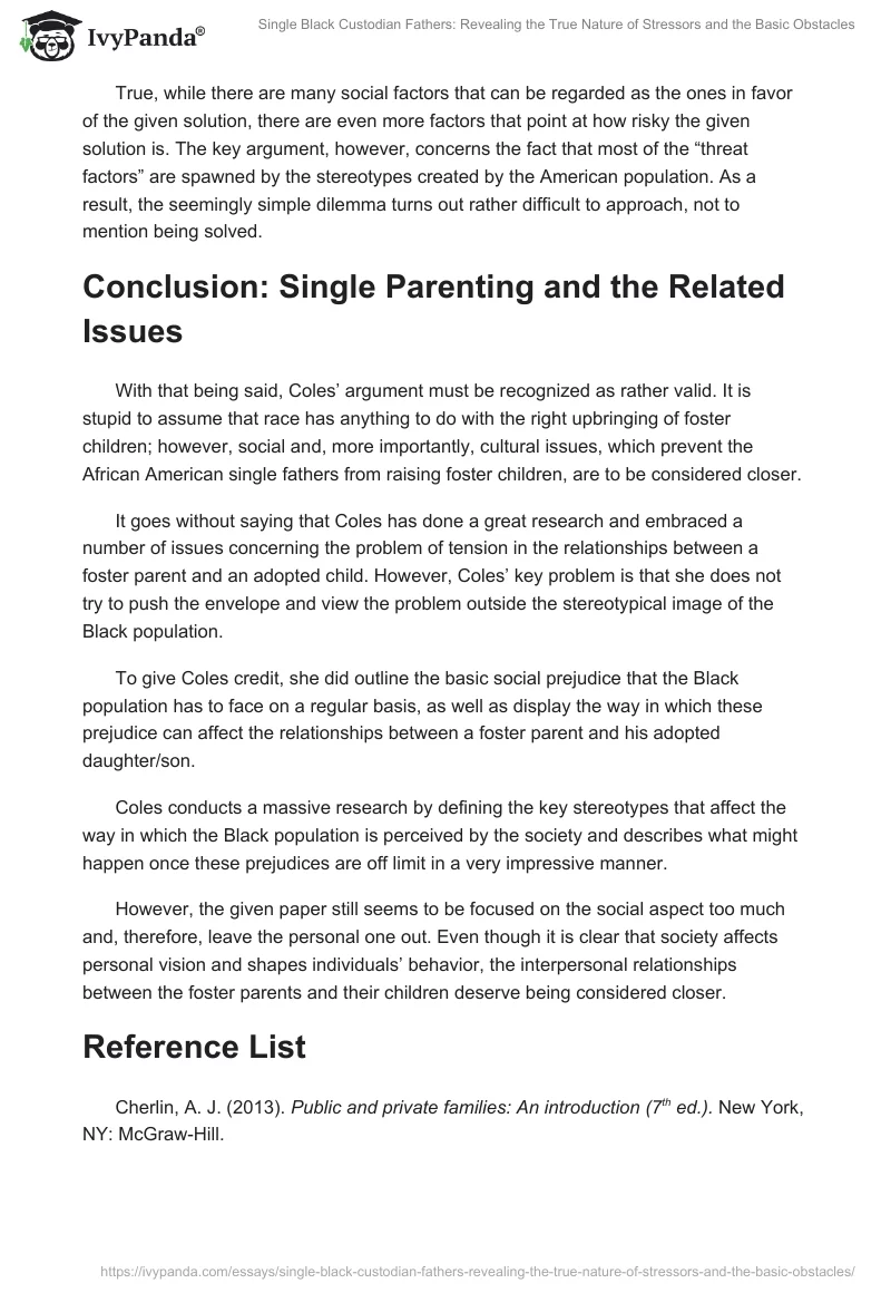 Single Black Custodian Fathers: Revealing the True Nature of Stressors and the Basic Obstacles. Page 5