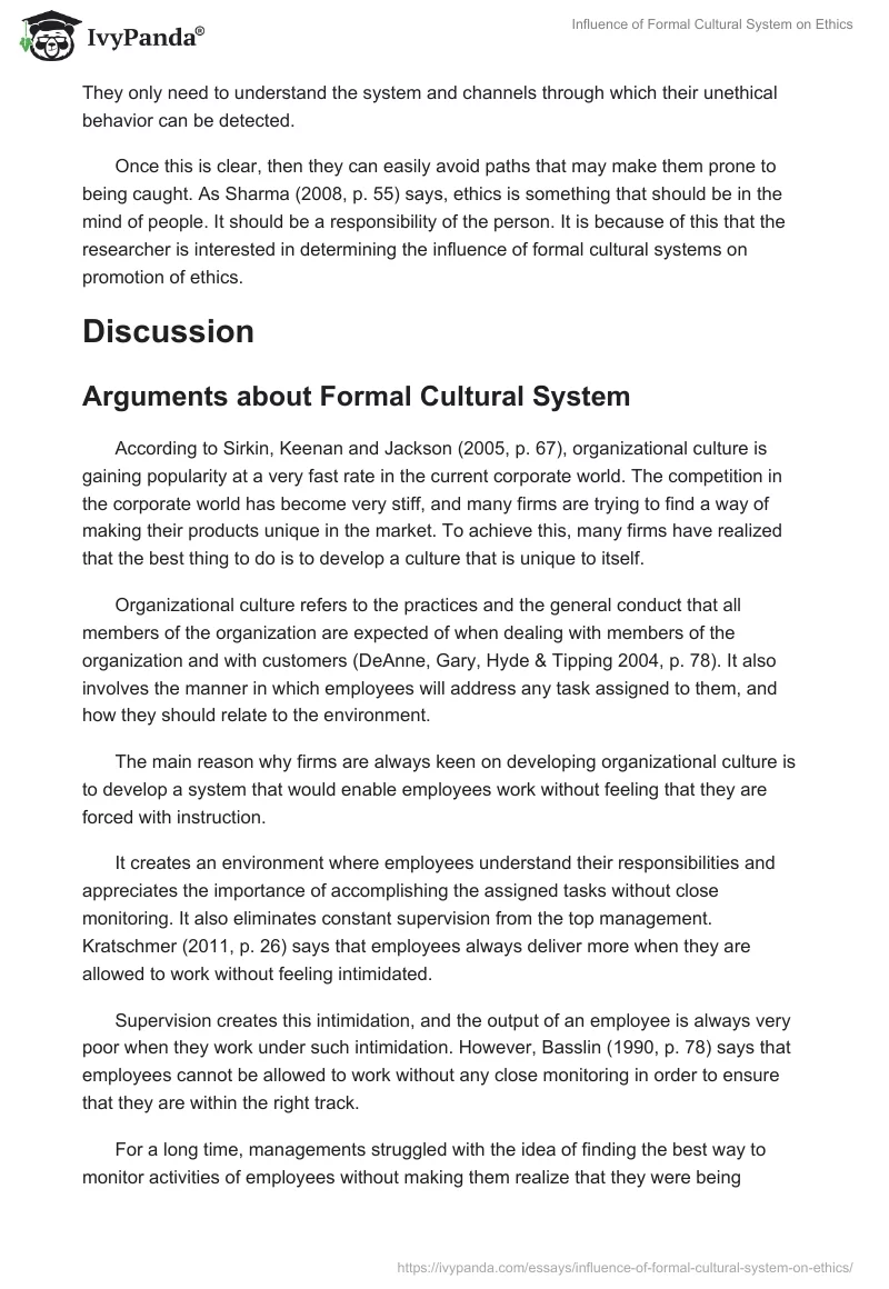 Influence of the Formal Cultural System on Ethics. Page 2