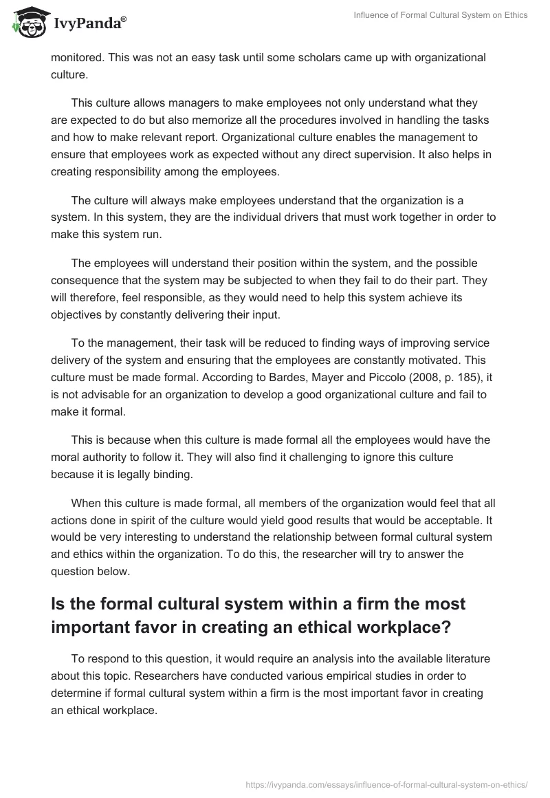 Influence of the Formal Cultural System on Ethics. Page 3