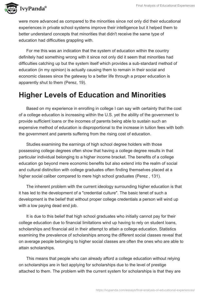 Final Analysis of Educational Experiences. Page 4
