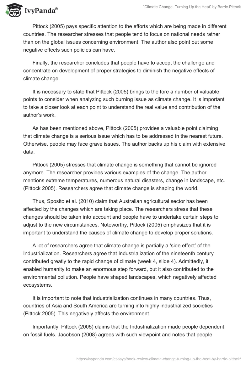 “Climate Change: Turning Up the Heat” by Barrie Pittock. Page 2