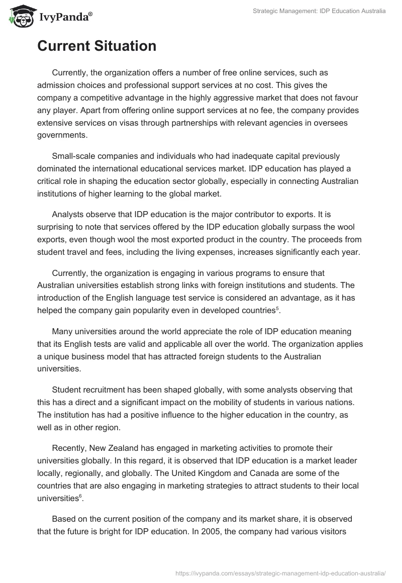 Strategic Management: IDP Education Australia. Page 3