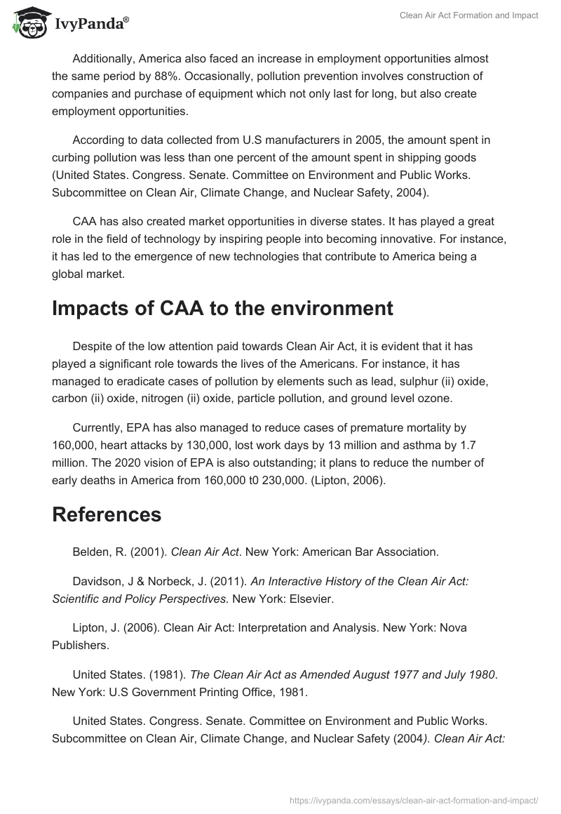Clean Air Act Formation and Impact. Page 3