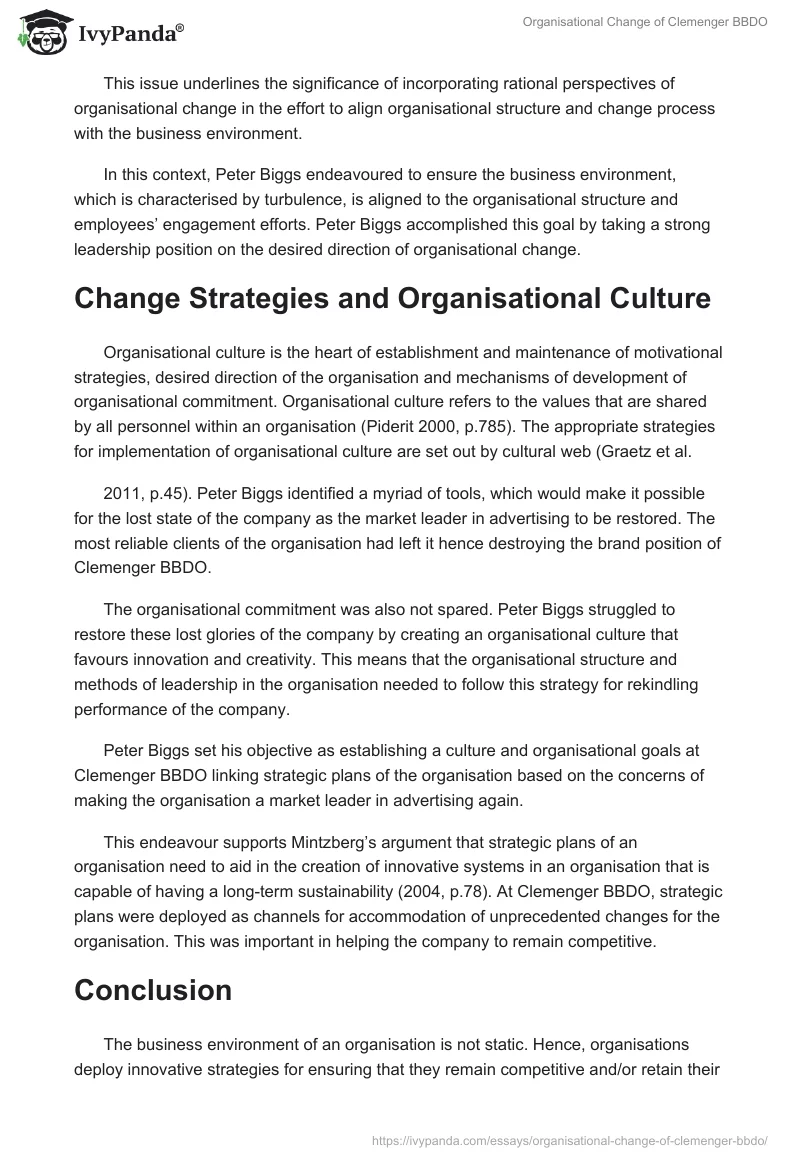 Organisational Change of Clemenger BBDO. Page 5