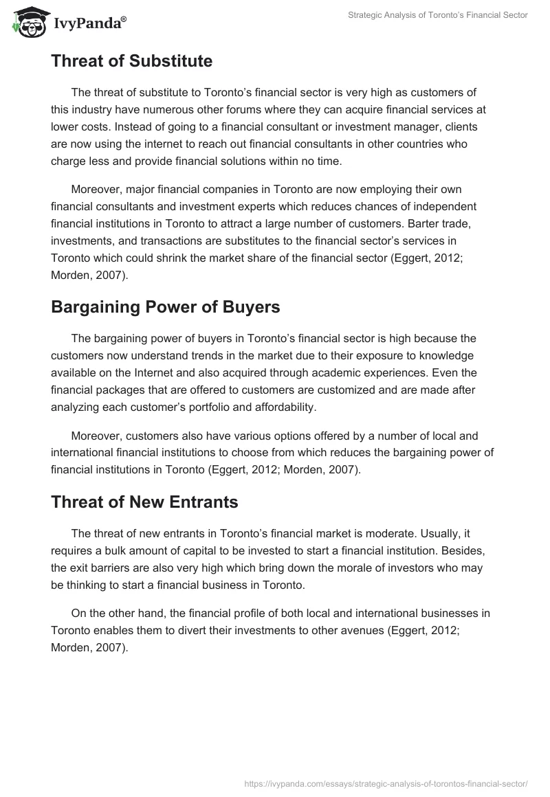 Strategic Analysis of Toronto’s Financial Sector. Page 3