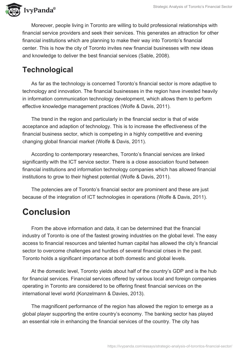 Strategic Analysis of Toronto’s Financial Sector. Page 5