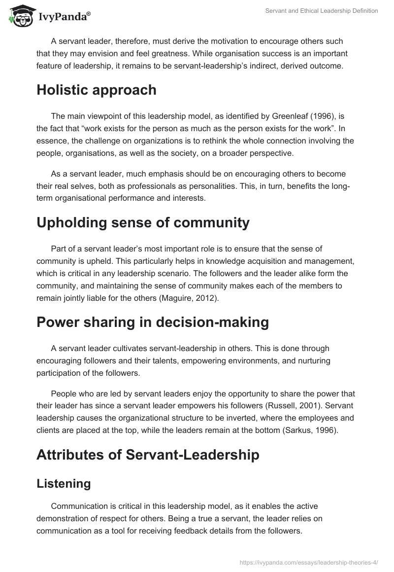 Servant and Ethical Leadership Definition. Page 2