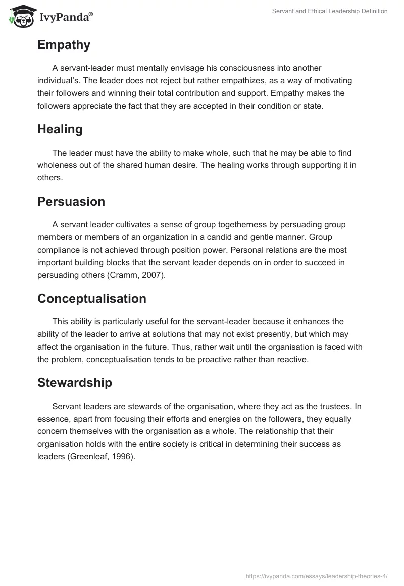 Servant and Ethical Leadership Definition. Page 3