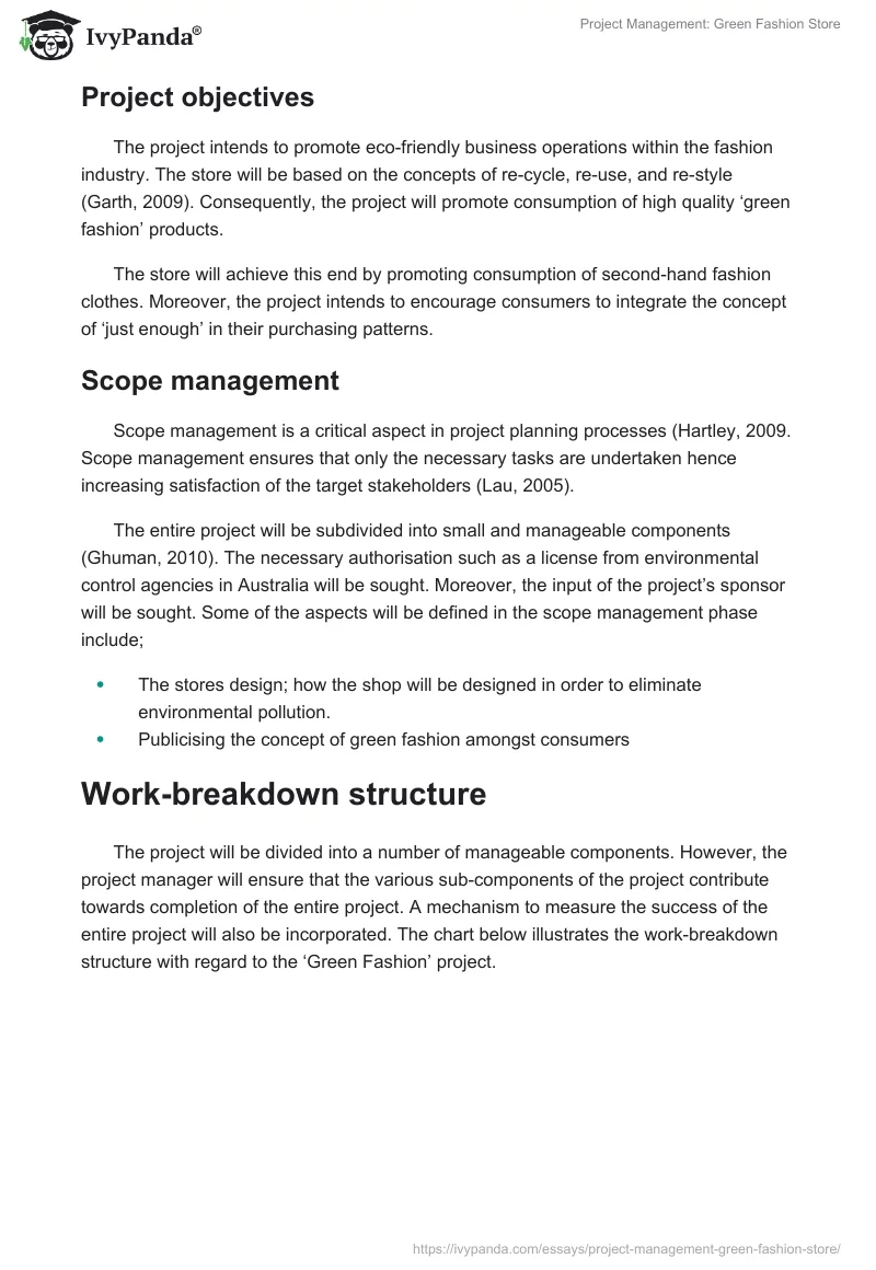 Project Management: Green Fashion Store. Page 2