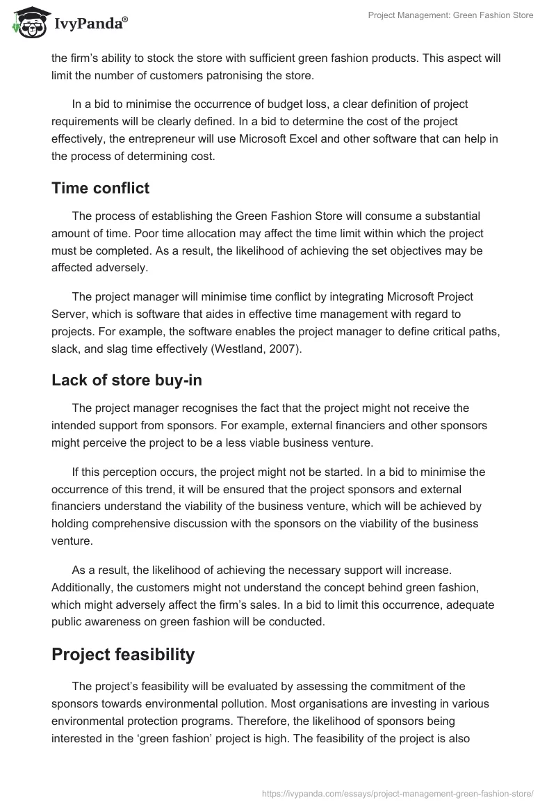 Project Management: Green Fashion Store. Page 4