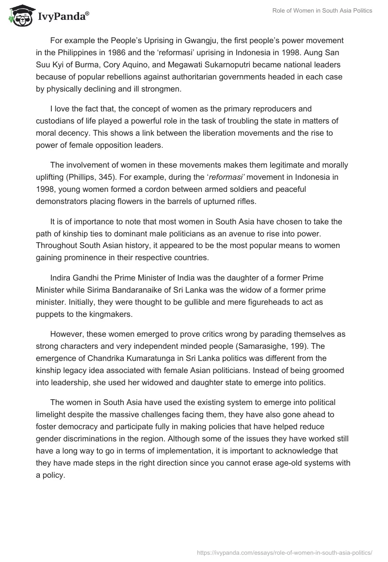 Role of Women in South Asia Politics. Page 4
