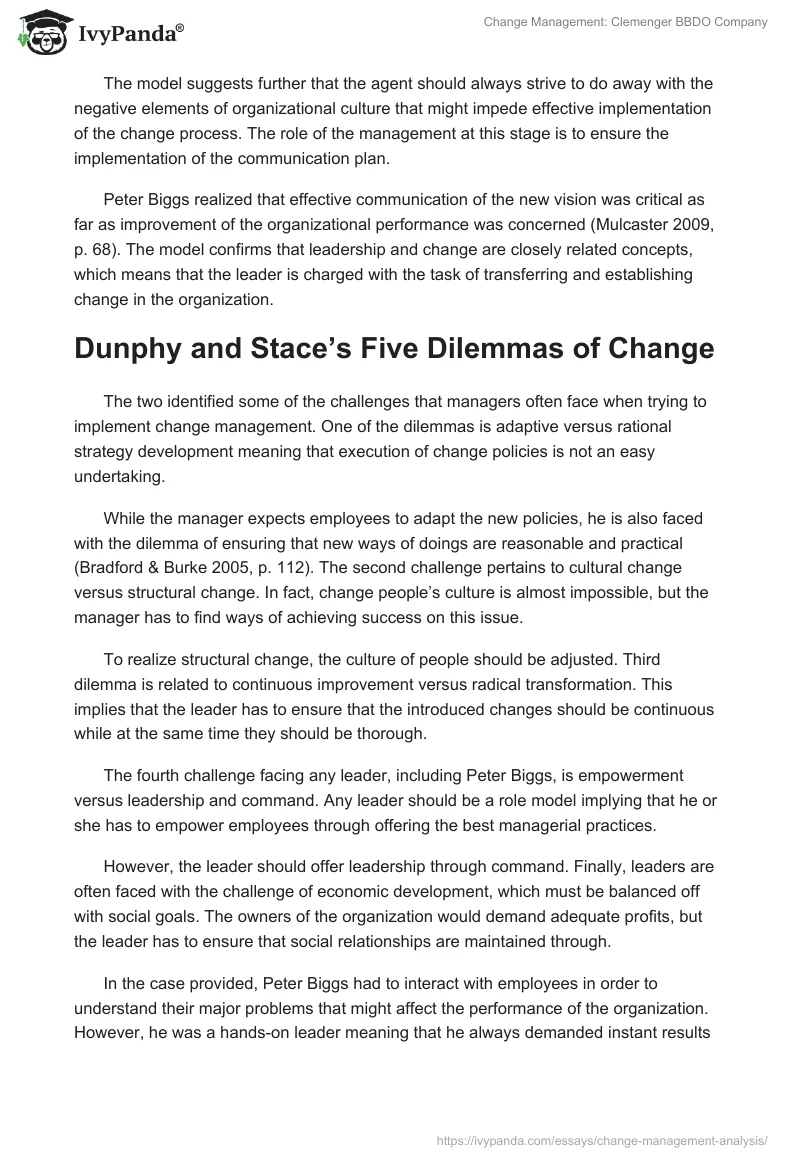 Change Management: Clemenger BBDO Company. Page 4