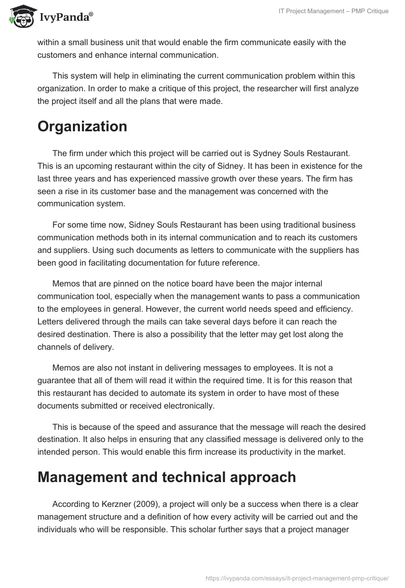 IT Project Management – PMP Critique. Page 3
