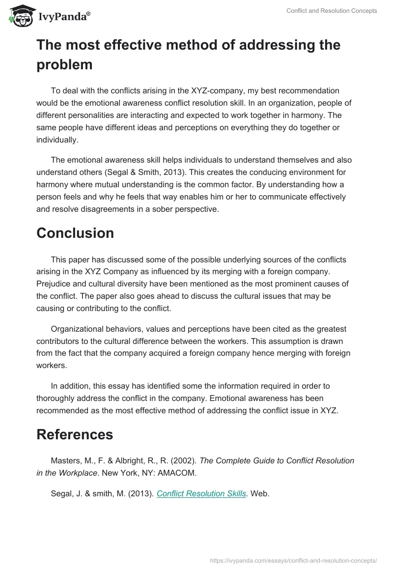 Conflict and Resolution Concepts. Page 3