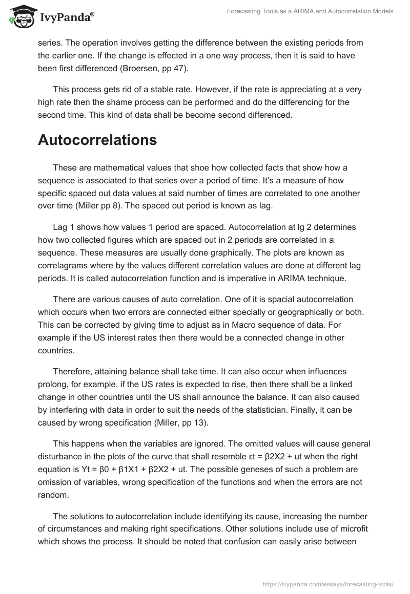 Forecasting Tools as a ARIMA and Autocorrelation Models. Page 2