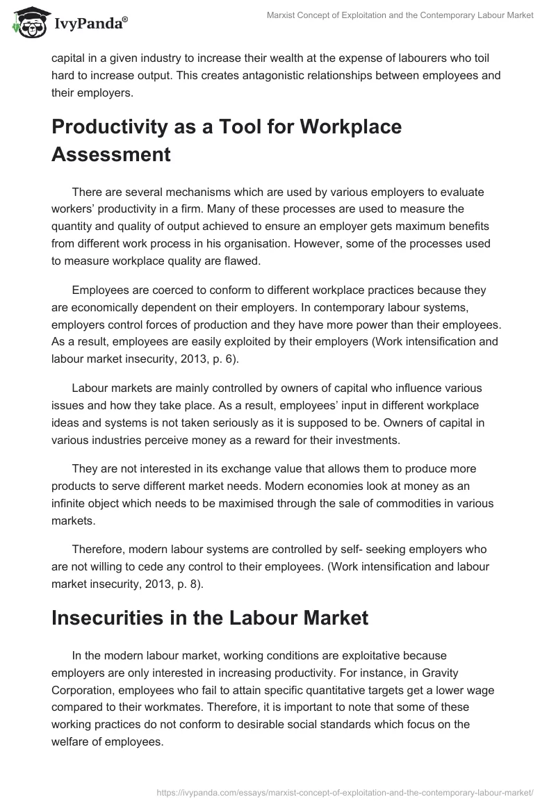 Marxist Concept of Exploitation and the Contemporary Labour Market. Page 3