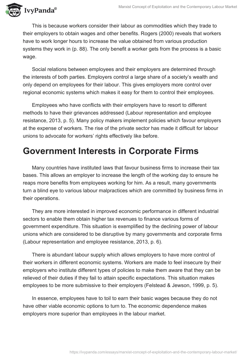 Marxist Concept of Exploitation and the Contemporary Labour Market. Page 4
