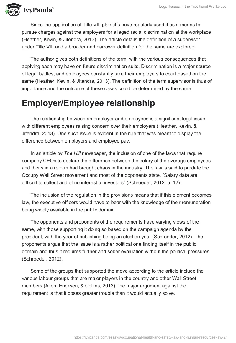 Legal Issues in the Traditional Workplace. Page 3