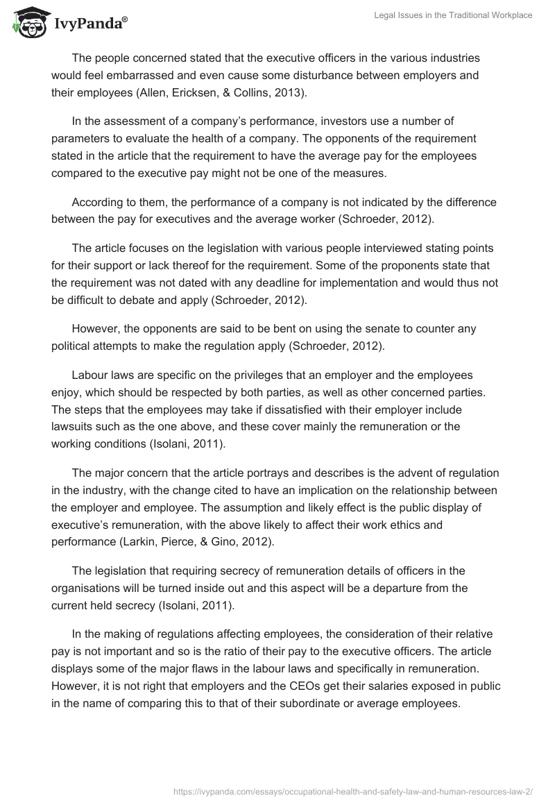 Legal Issues in the Traditional Workplace. Page 4