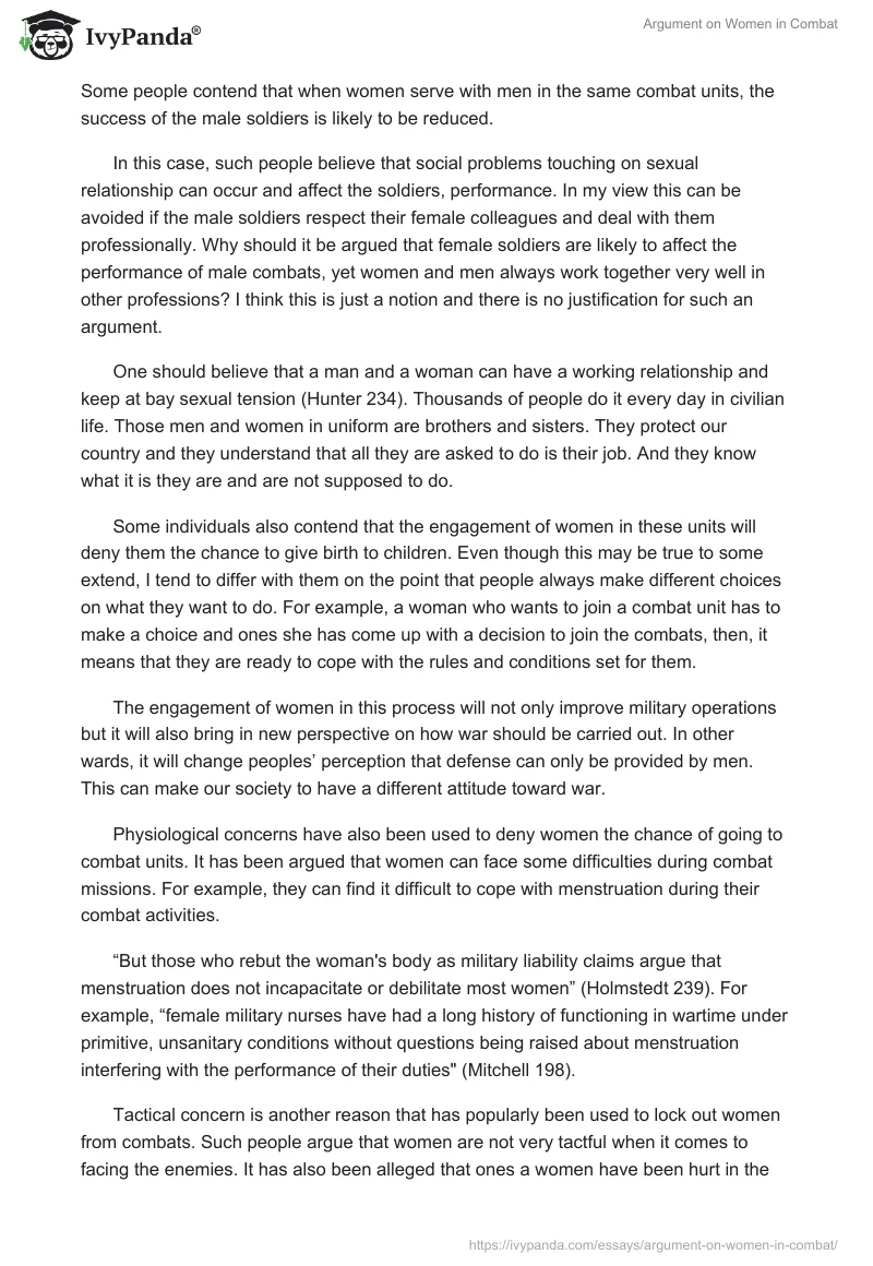 Argument on Women in Combat. Page 3