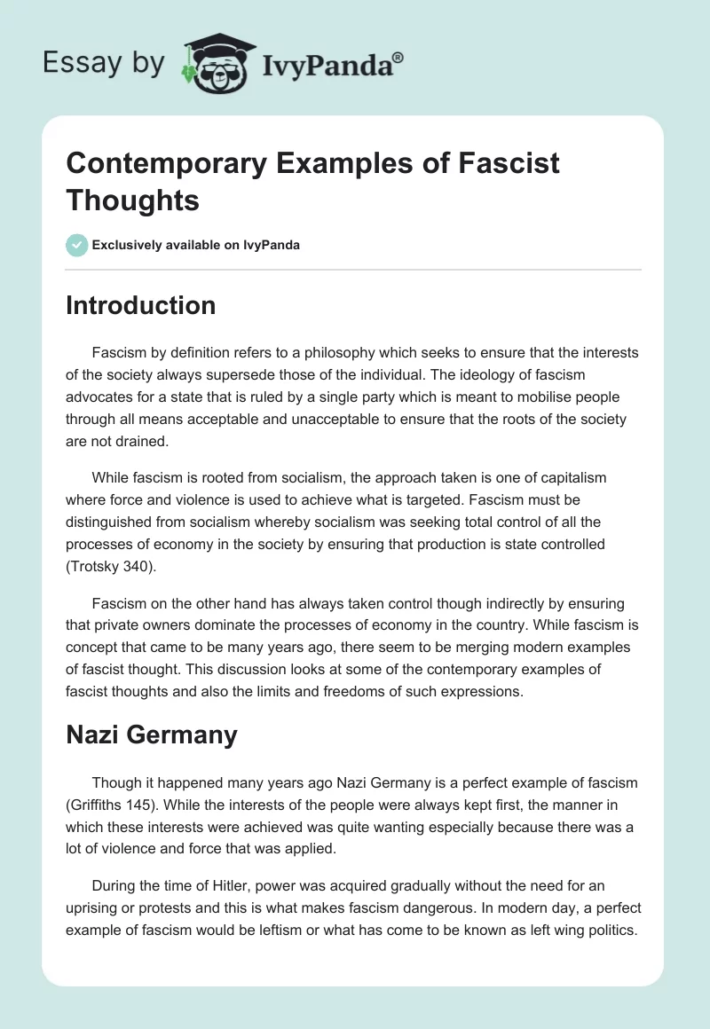Contemporary Examples of Fascist Thoughts. Page 1