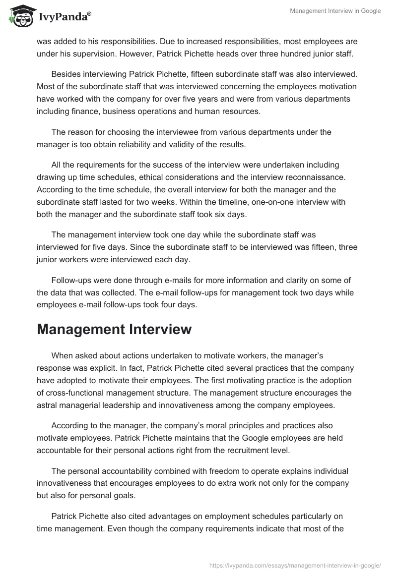 Management Interview in Google. Page 2