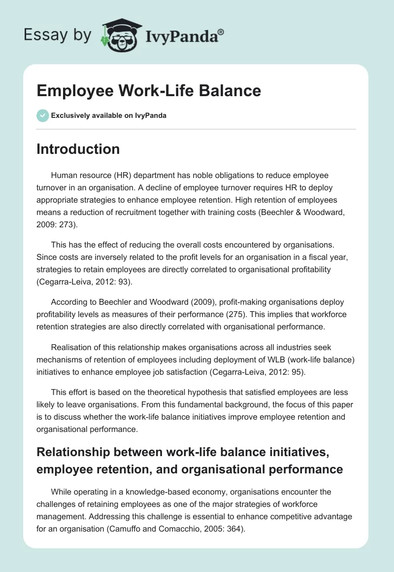 Employee Work-Life Balance. Page 1