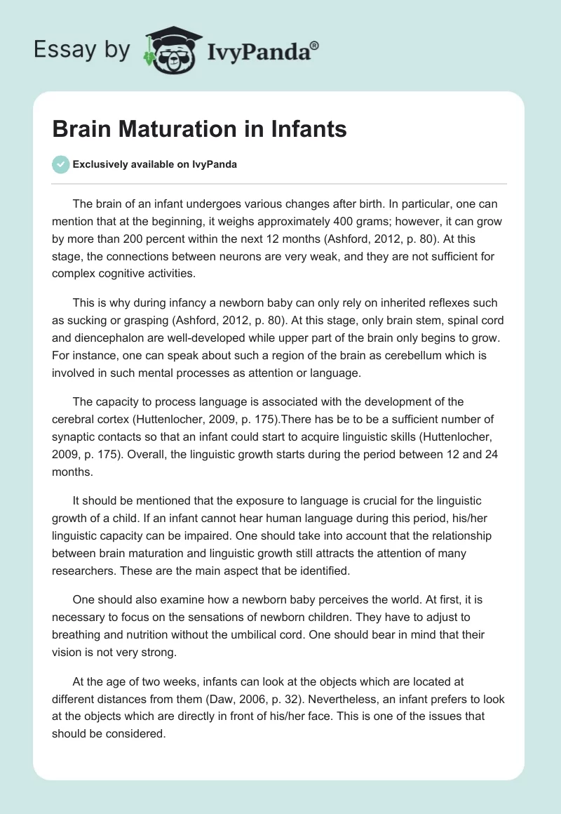 Brain Maturation in Infants. Page 1