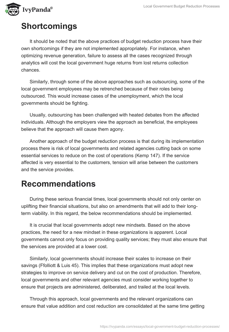 Local Government Budget Reduction Processes. Page 5