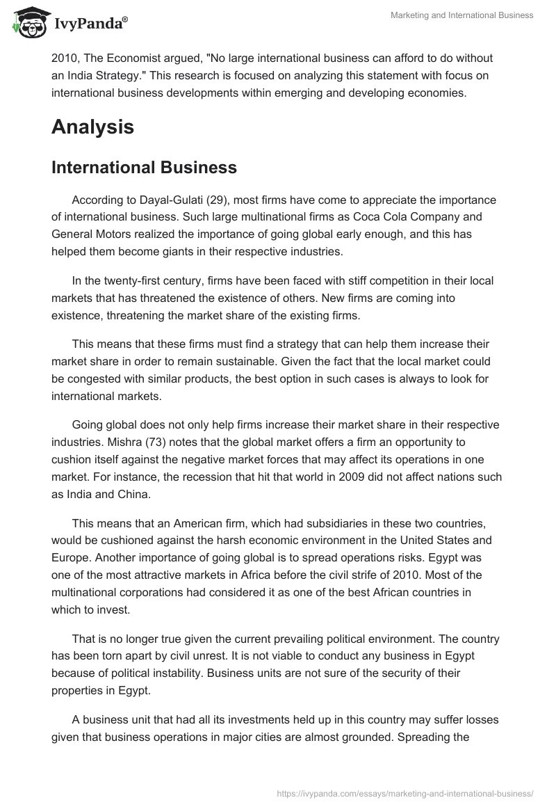 Marketing and International Business. Page 2