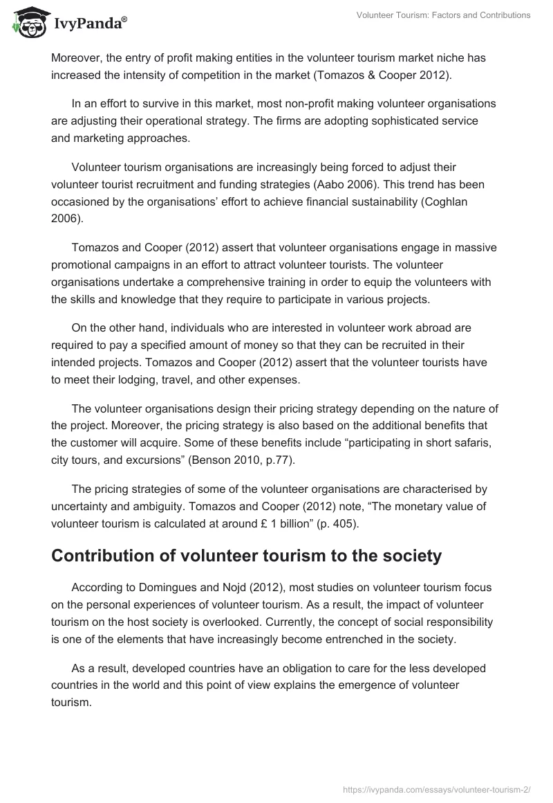 Volunteer Tourism: Factors and Contributions. Page 4