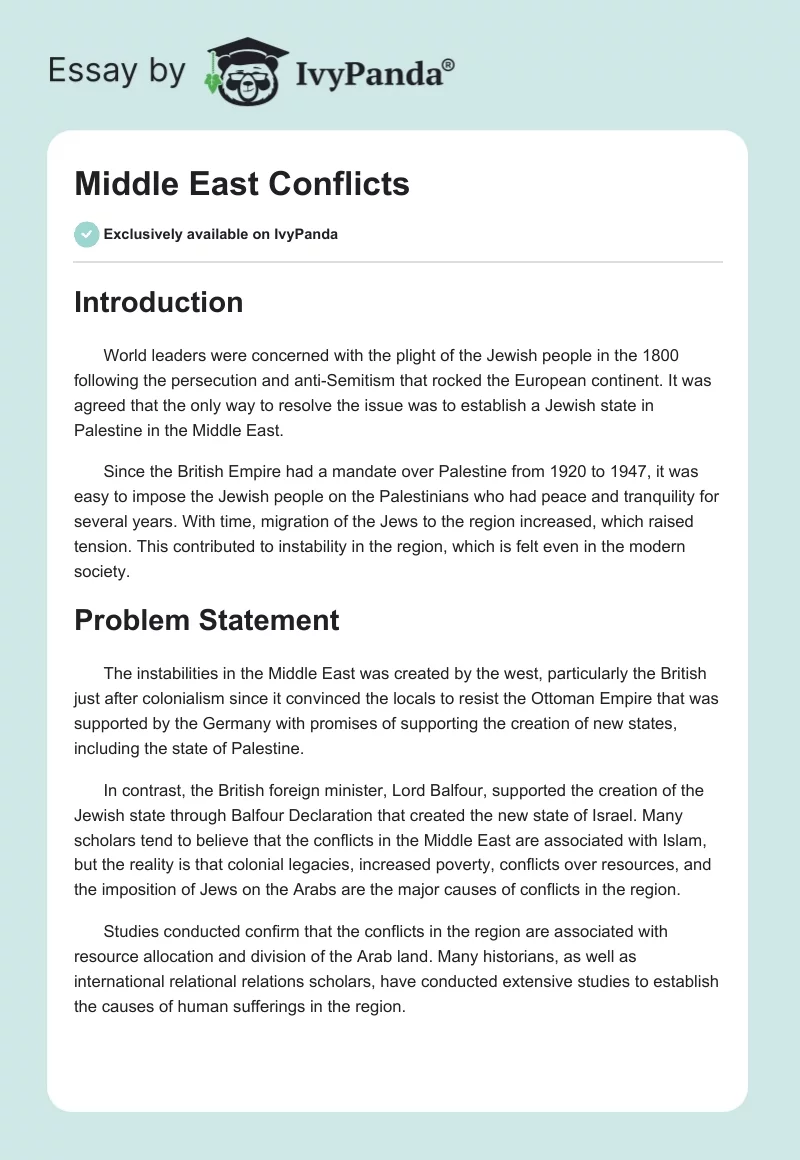 Middle East Conflicts. Page 1