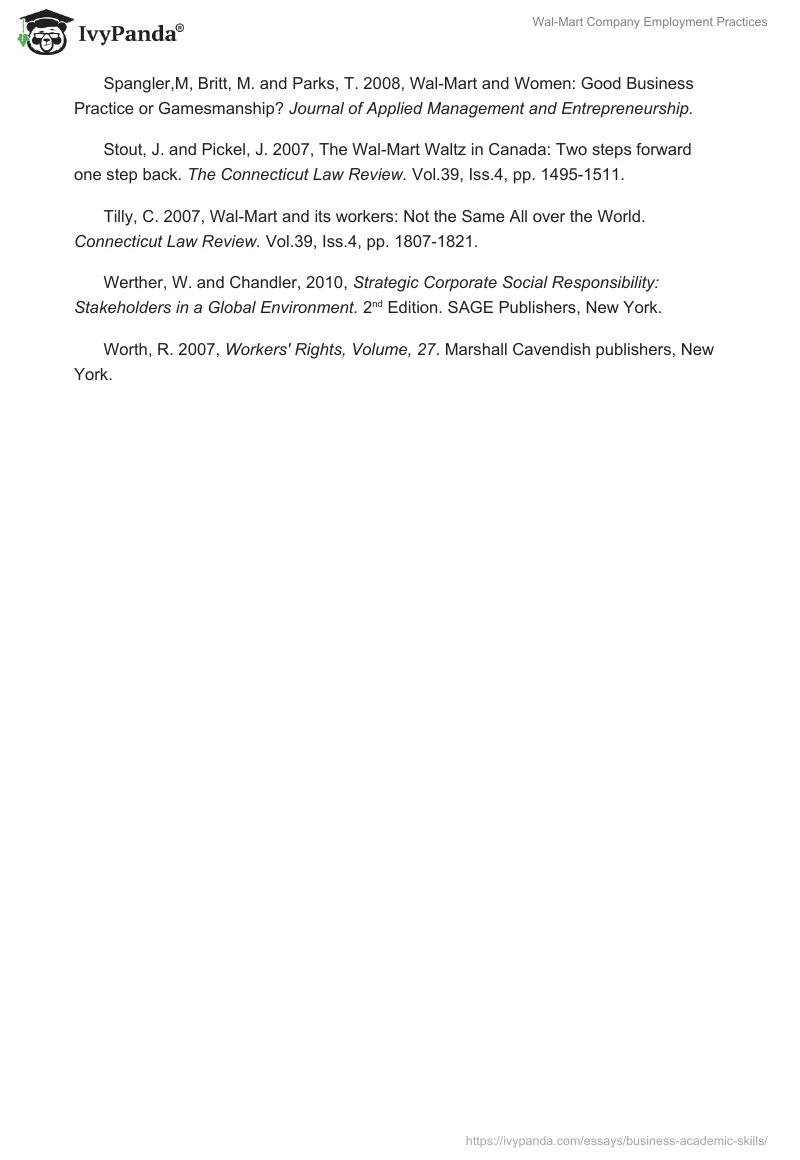 Wal-Mart Company Employment Practices. Page 4