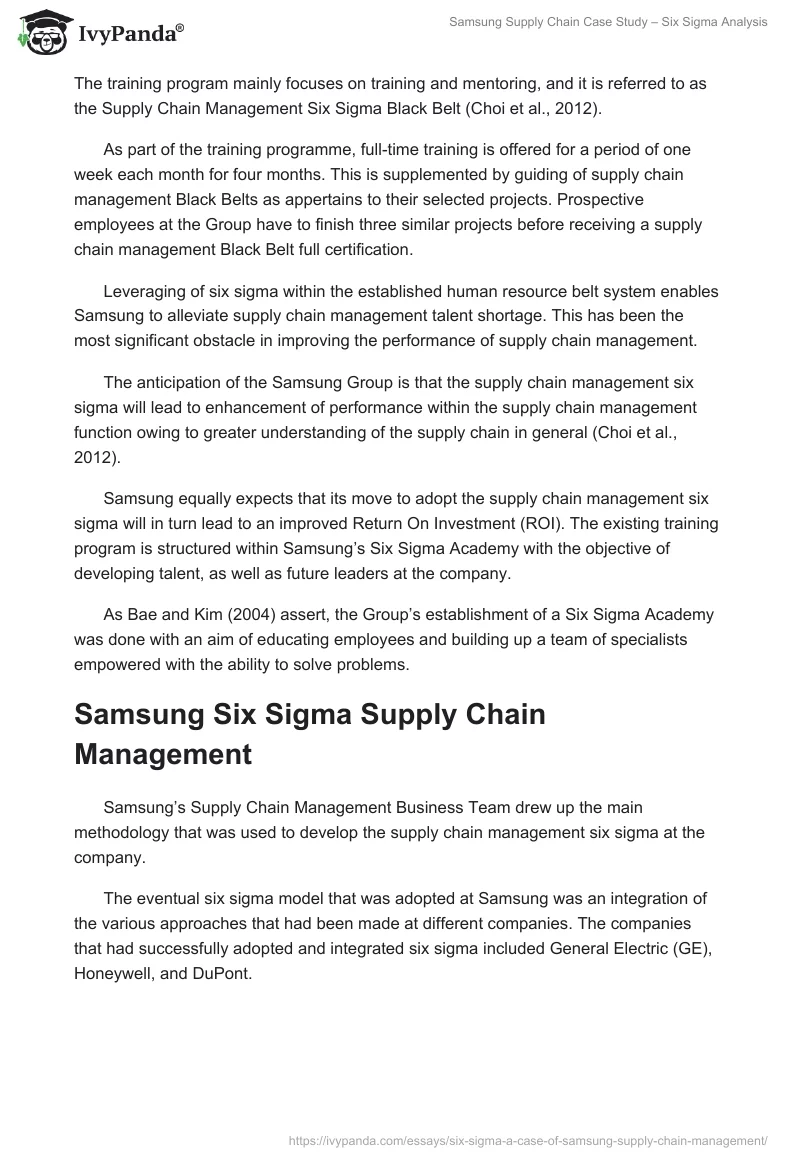 Samsung Supply Chain Case Study – Six Sigma Analysis. Page 2
