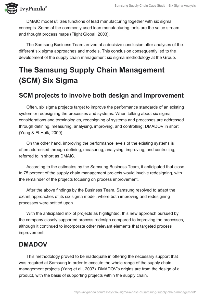 Samsung Supply Chain Case Study – Six Sigma Analysis. Page 4