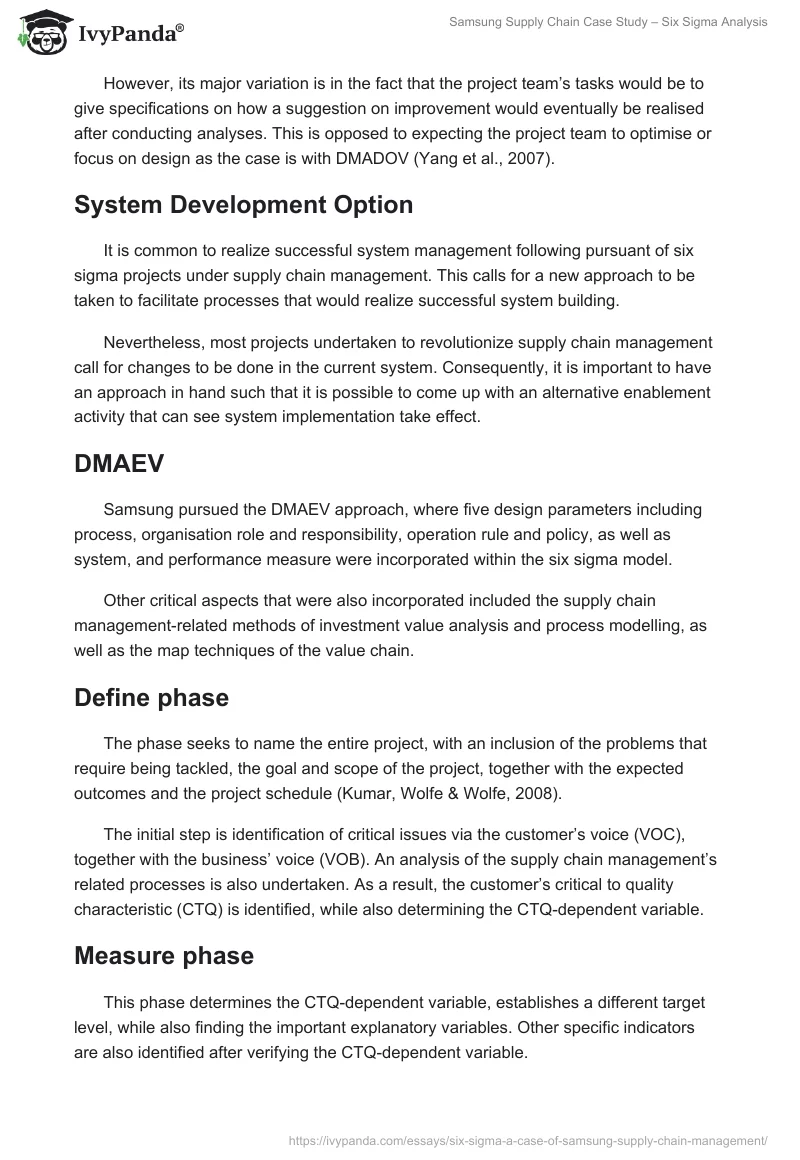 Samsung Supply Chain Case Study – Six Sigma Analysis. Page 5