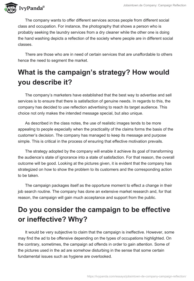 Jobsintown.de Company: Campaign Reflection. Page 2