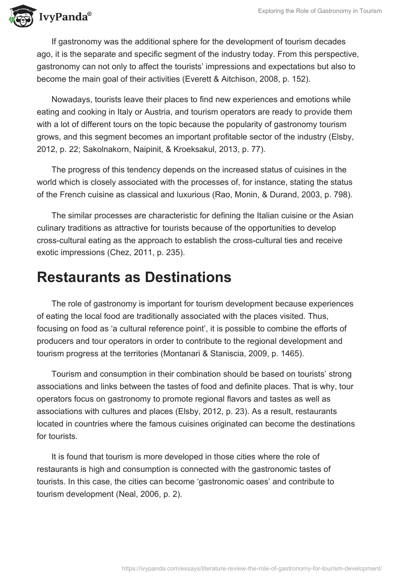 Exploring the Role of Gastronomy in Tourism. Page 2