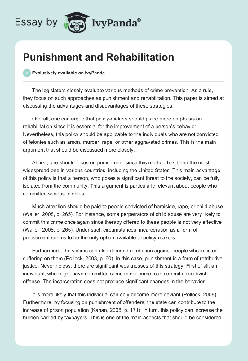 Punishment and Rehabilitation. Page 1
