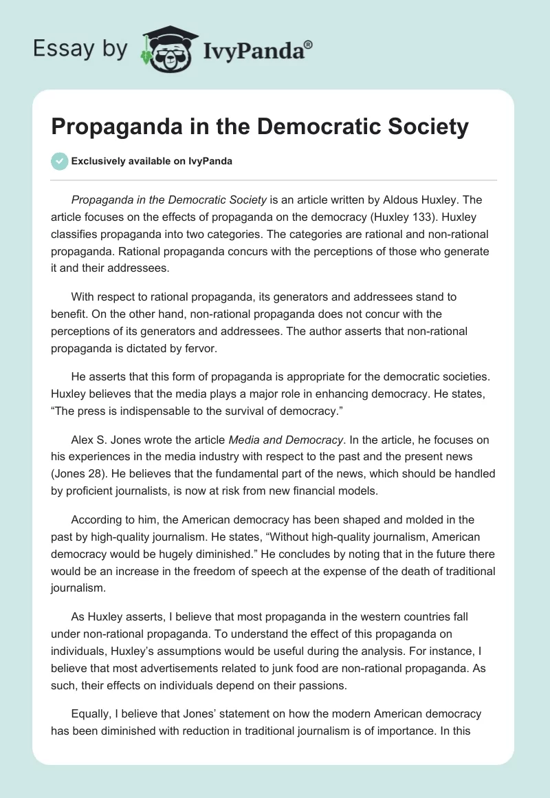 Propaganda in the Democratic Society. Page 1