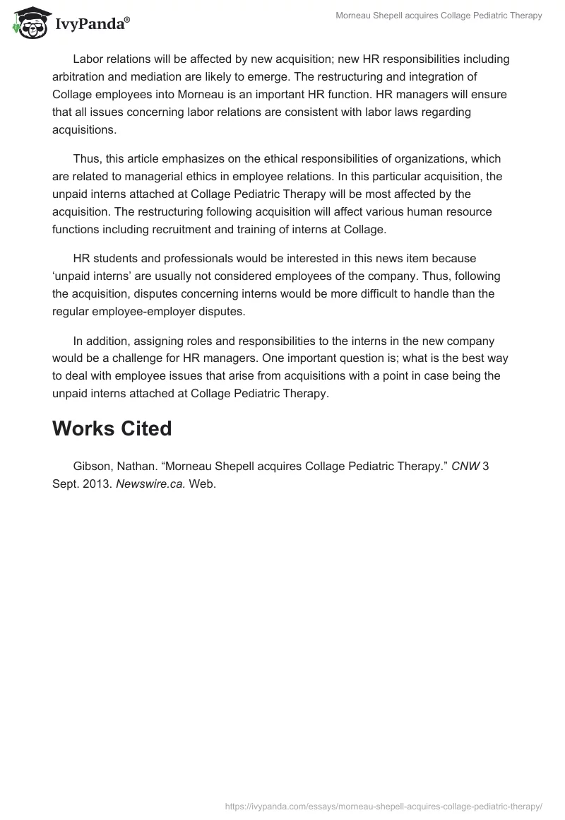 Morneau Shepell Acquires Collage Pediatric Therapy. Page 2